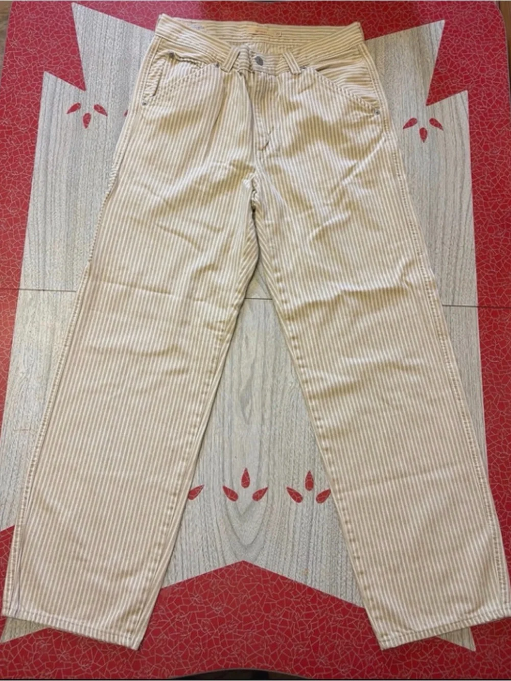 Levi's Beige Striped Corduroy Pants - Straight Leg